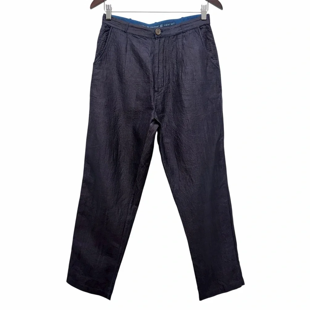 Maku Textiles Kuntani Silk Cotton Dyed Pants Blue Size 30